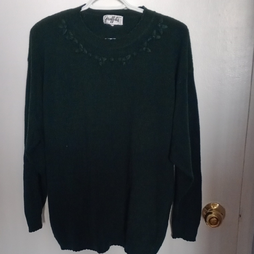 Vintage Pit To Pit 24.Graffi Dark Green Sweatshirt